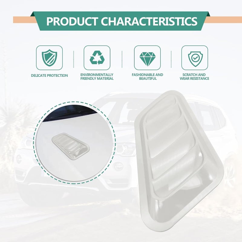 NOTISH 2PCS Hood Air Vents for Car Hood Scoop Decorative, Universal Air Intake Trim Scoop Turbo Bonnet Vent Cover Hood Auto (WHITE) - Image 4